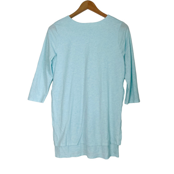 PureJill PJ Layered Side Tie Tunic Aqua Blue 3/4 Sleeve Soft Loungewear Size S - Picture 2 of 9